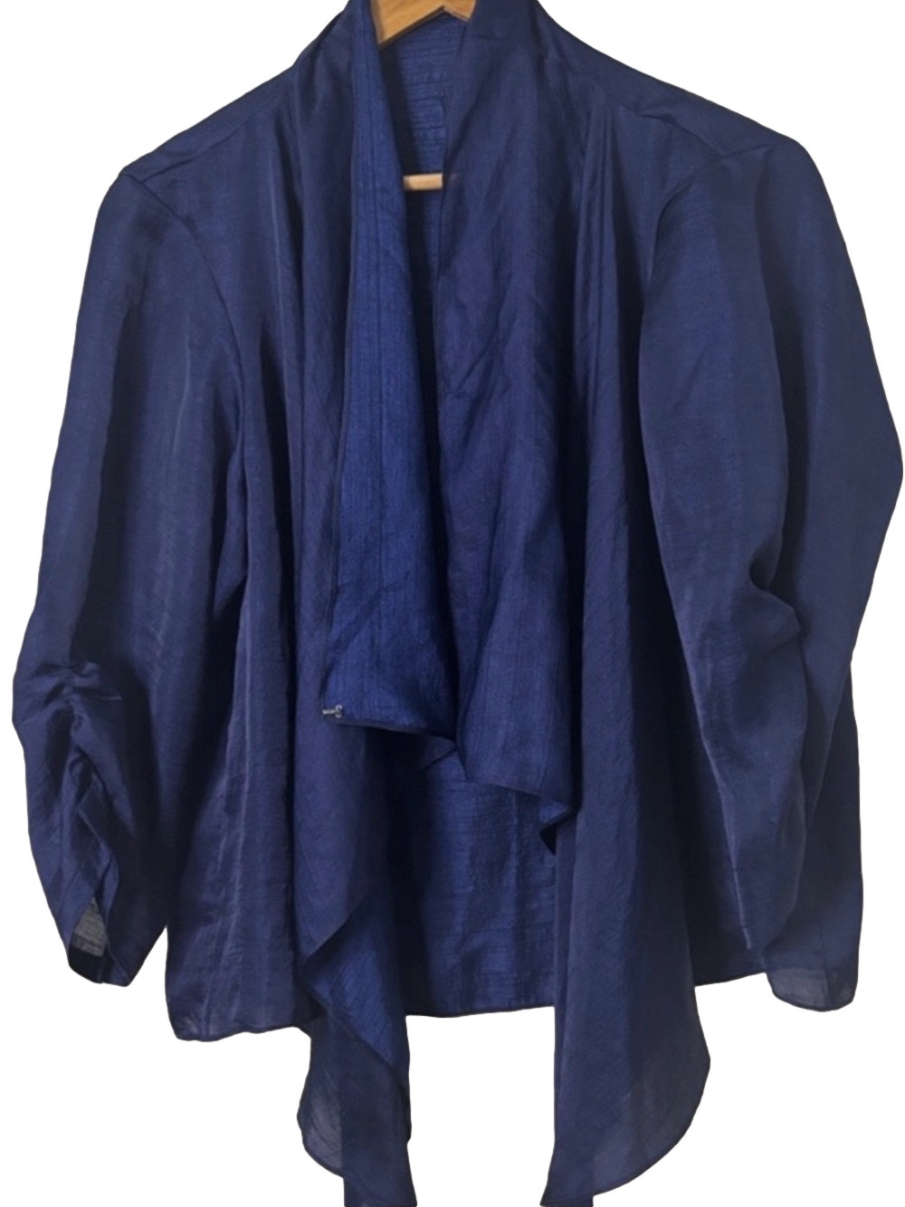 Harsh Harsh Blue Sheer Draped Open Front Jacket / Cardigan